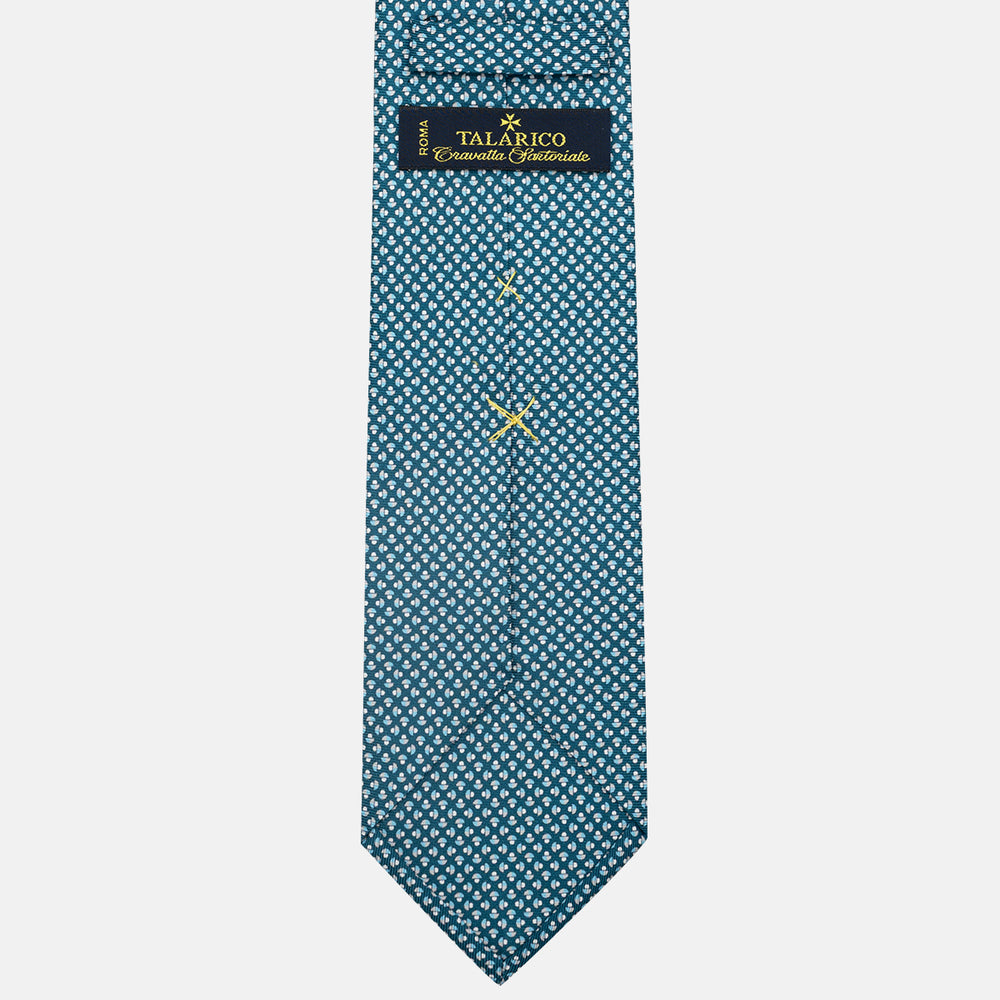 3-Fold Silk Tie, Mushroom Pattern, Teal - JC061859_1