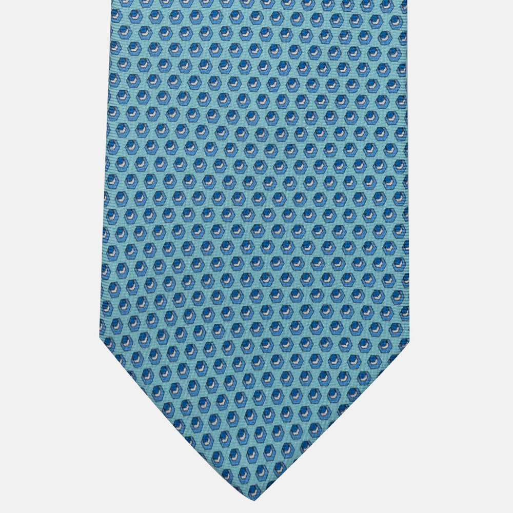 3-Fold Silk Tie, Micro Pattern, Light Blue - JC061860_1
