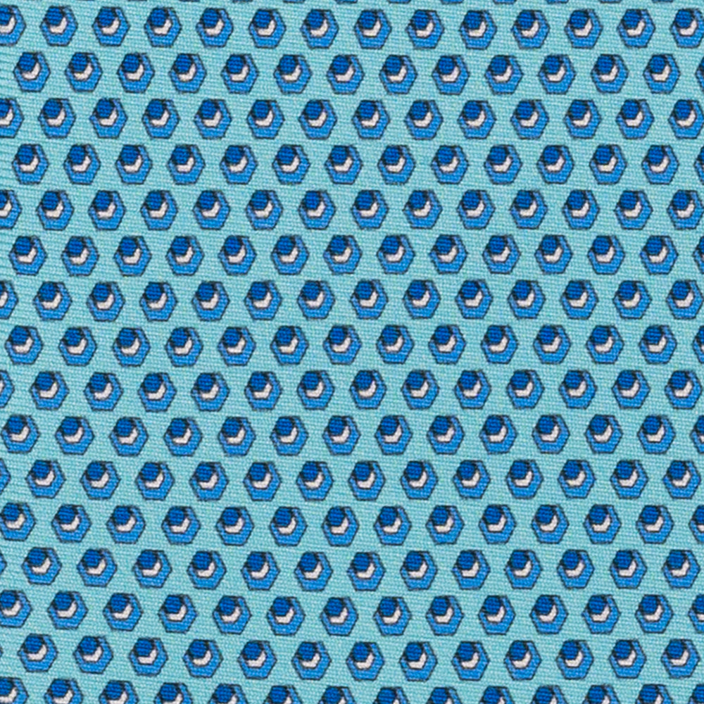 3-Fold Silk Tie, Micro Pattern, Aqua - JC061860_1 T