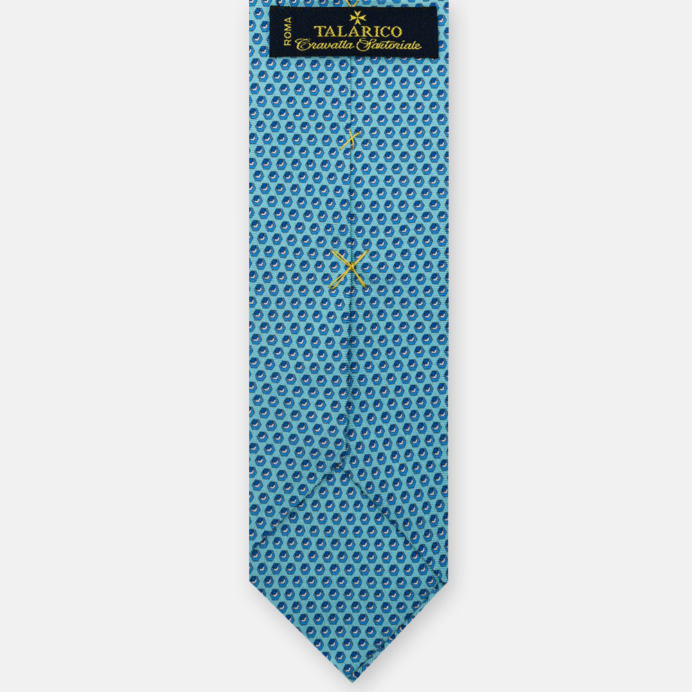 3-Fold Silk Tie, Micro Pattern, Aqua - JC061860_1 T