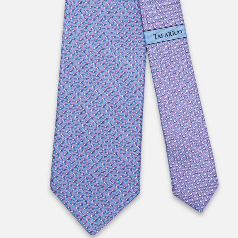 3-Fold Silk Tie, Apple Pattern, Lilac - JC061898_1