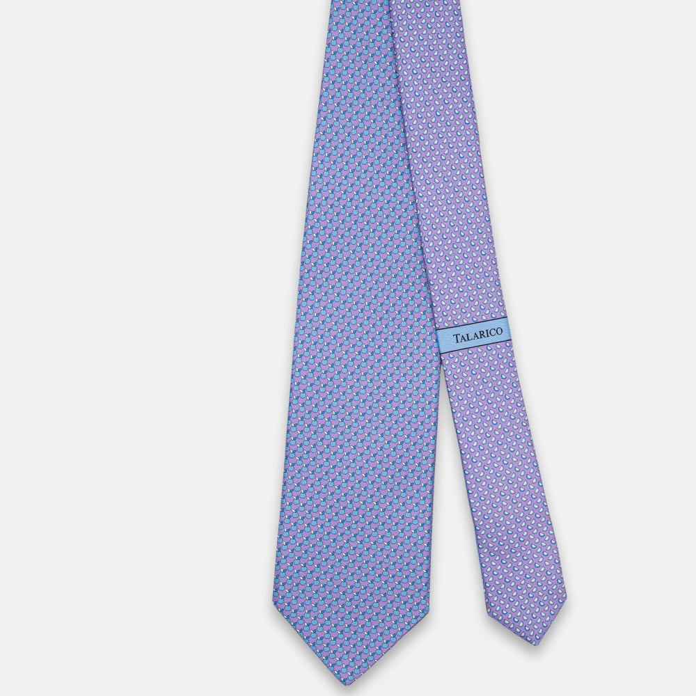 3-Fold Silk Tie, Apple Pattern, Lilac - JC061898_1