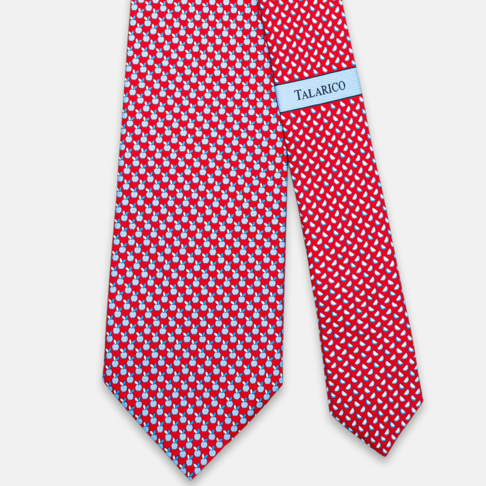 3-Fold Silk Tie, Apple Pattern, Red - JC061898_2