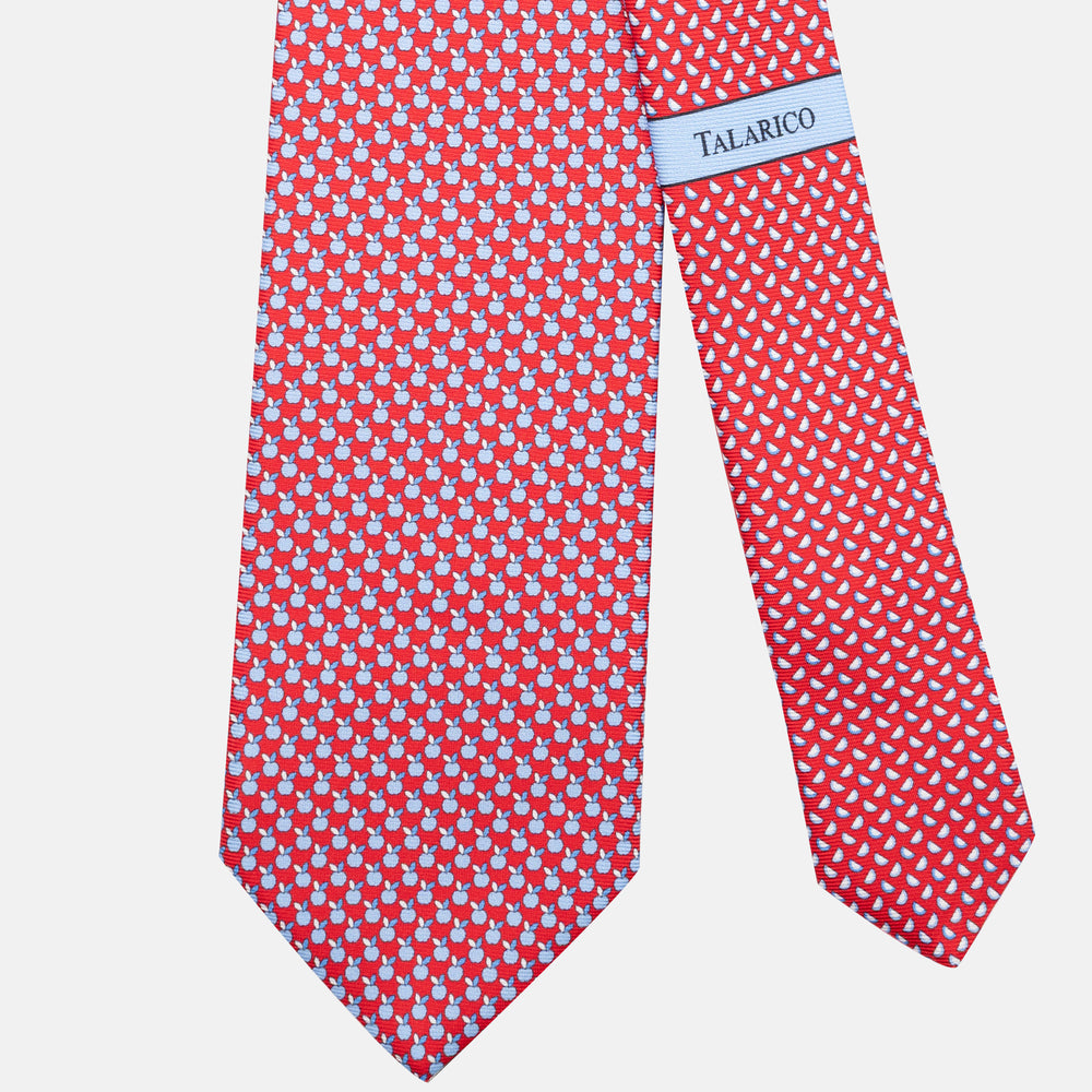 3-Fold Silk Tie, Apple Pattern, Red - JC061898_2