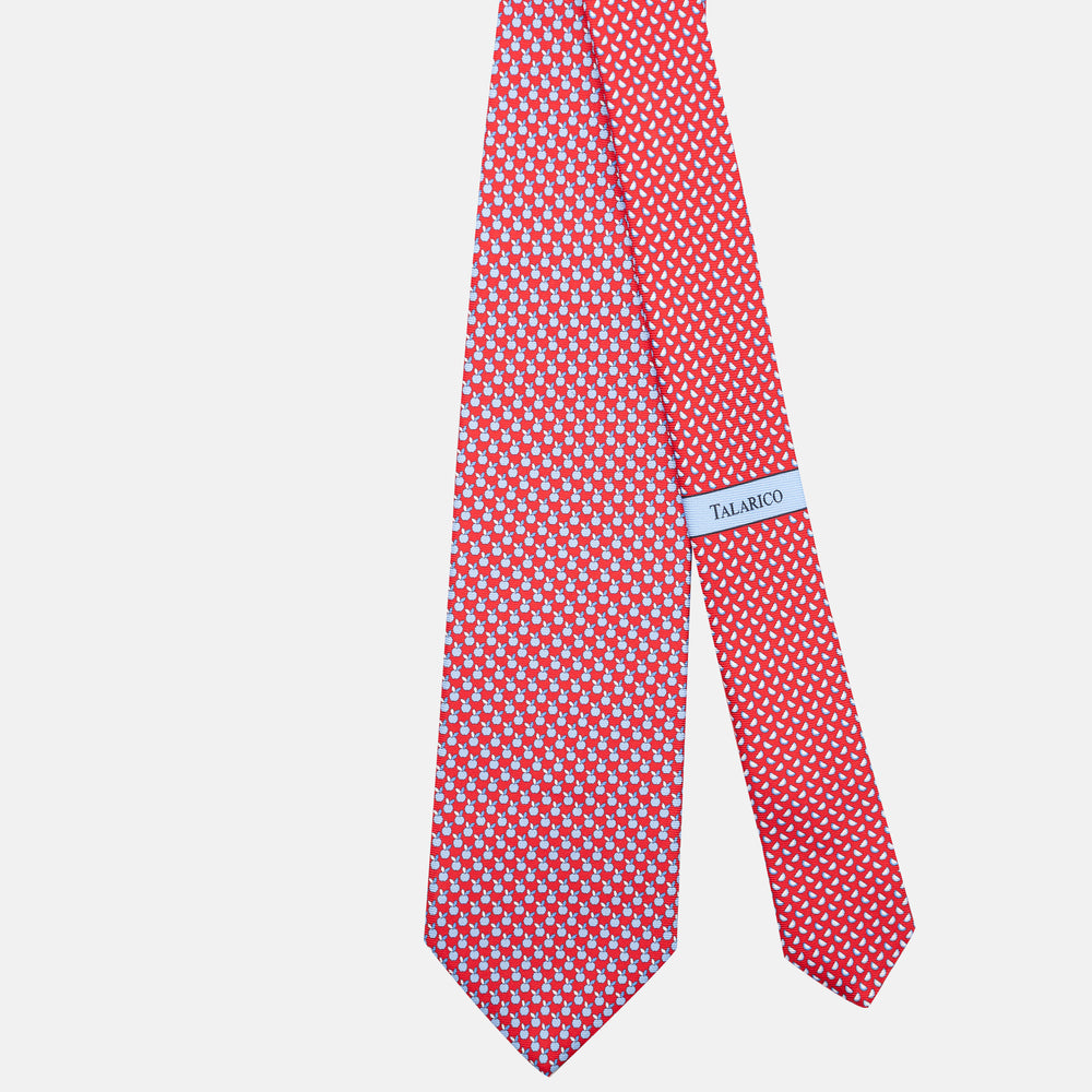 3-Fold Silk Tie, Apple Pattern, Red - JC061898_2