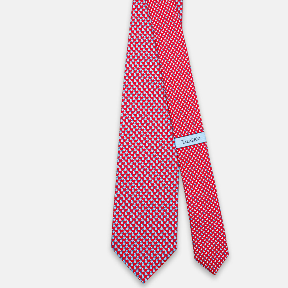 3-Fold Silk Tie, Apple Pattern, Red - JC061898_2