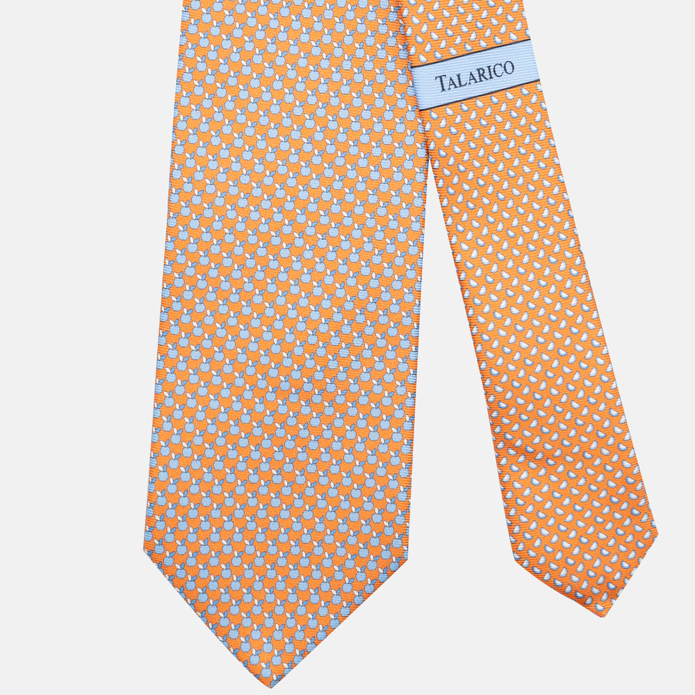 3-Fold Silk Tie, Apple Pattern, Orange - JC061898_3