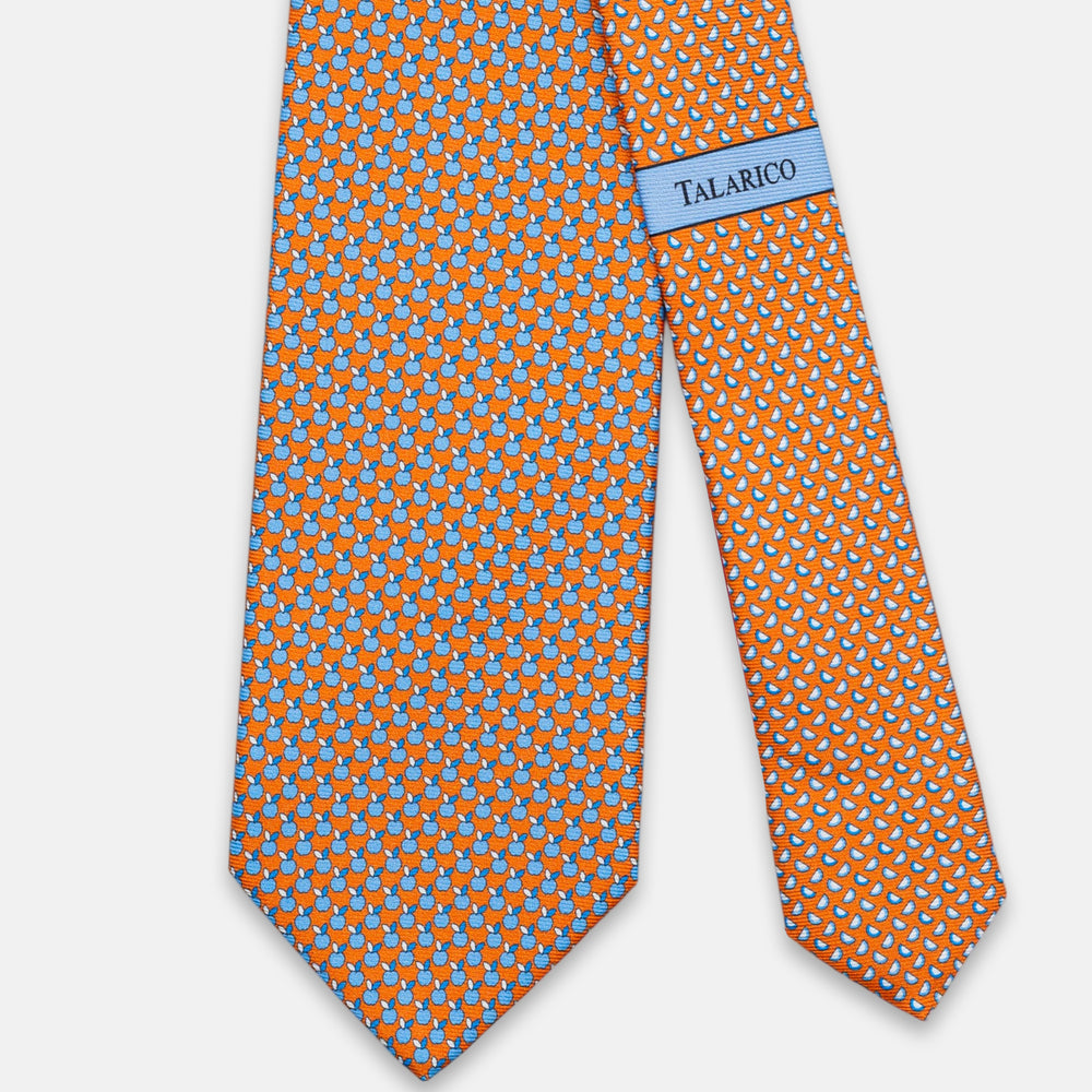 3-Fold Silk Tie, Apple Pattern, Orange - JC061898_3