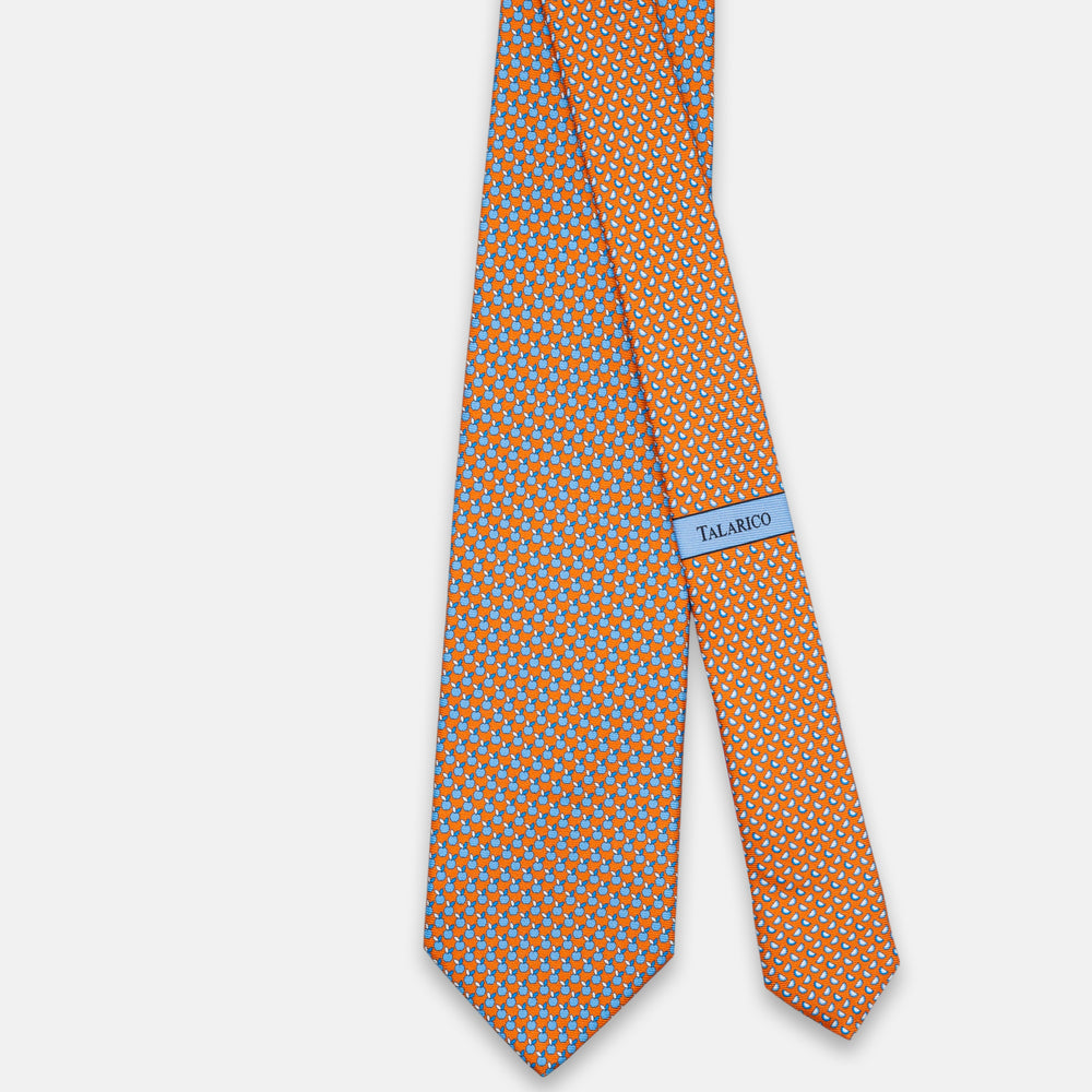 3-Fold Silk Tie, Apple Pattern, Orange - JC061898_3