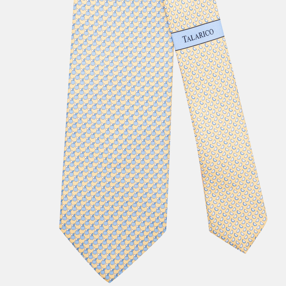 3-Fold Silk Tie, Apple Pattern, Yellow - JC061898_4