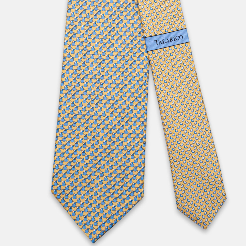3-Fold Silk Tie, Apple Pattern, Yellow - JC061898_4