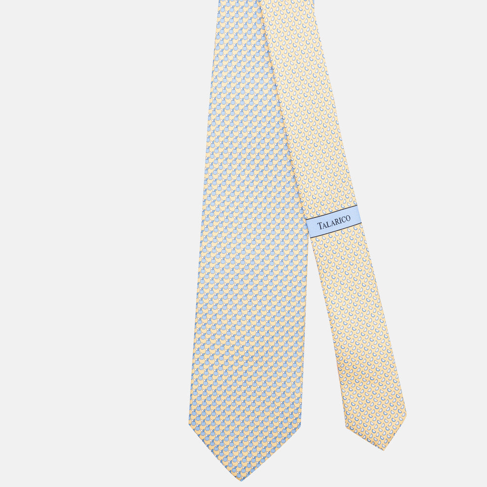 3-Fold Silk Tie, Apple Pattern, Yellow - JC061898_4