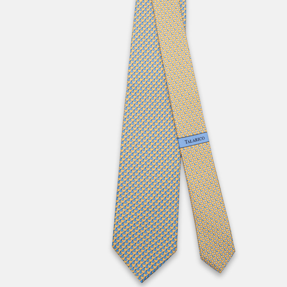 3-Fold Silk Tie, Apple Pattern, Yellow - JC061898_4