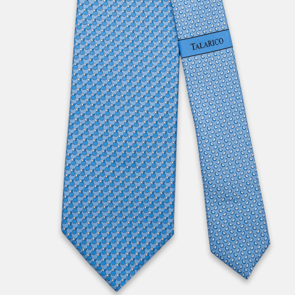 3-Fold Silk Tie, Apple Pattern, Light Blue - JC061898_5