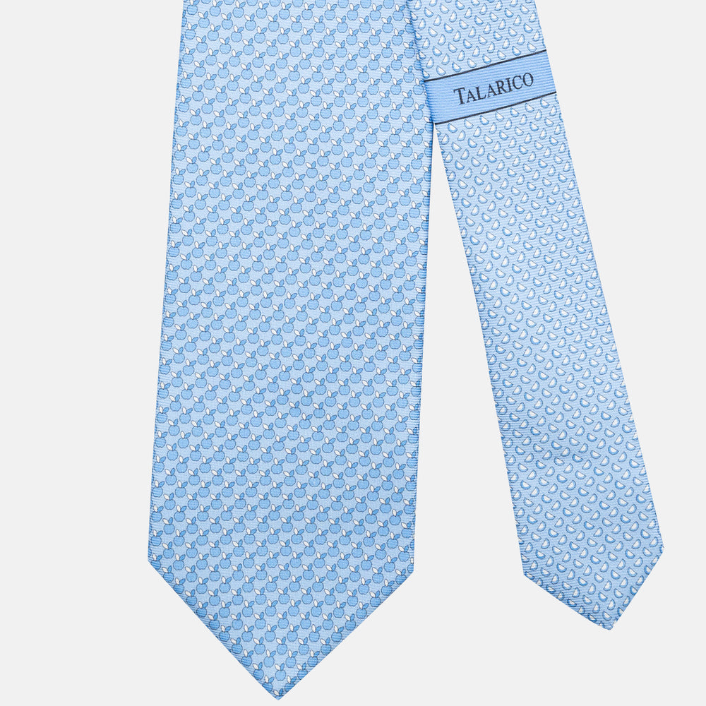 3-Fold Silk Tie, Apple Pattern, Light Blue - JC061898_5