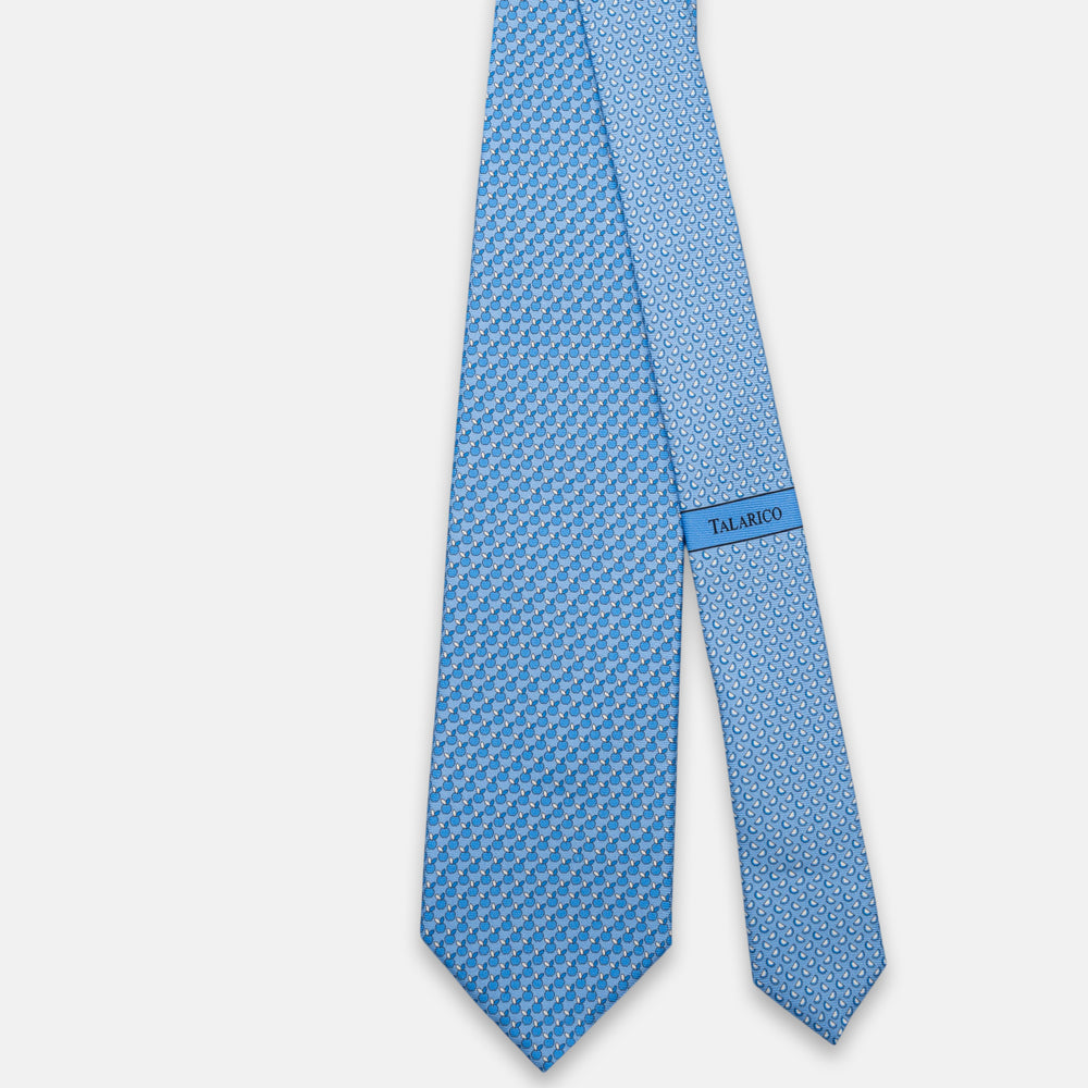 3-Fold Silk Tie, Apple Pattern, Light Blue - JC061898_5
