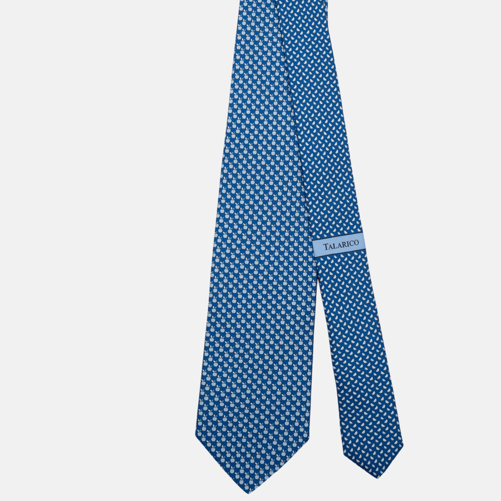 Cravatta 3 pieghe in Seta, Fantasia Mela, Azzurro - JC061898_6