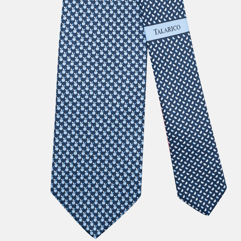 3-Fold Silk Tie, Apple Pattern, Blue - JC061898_7