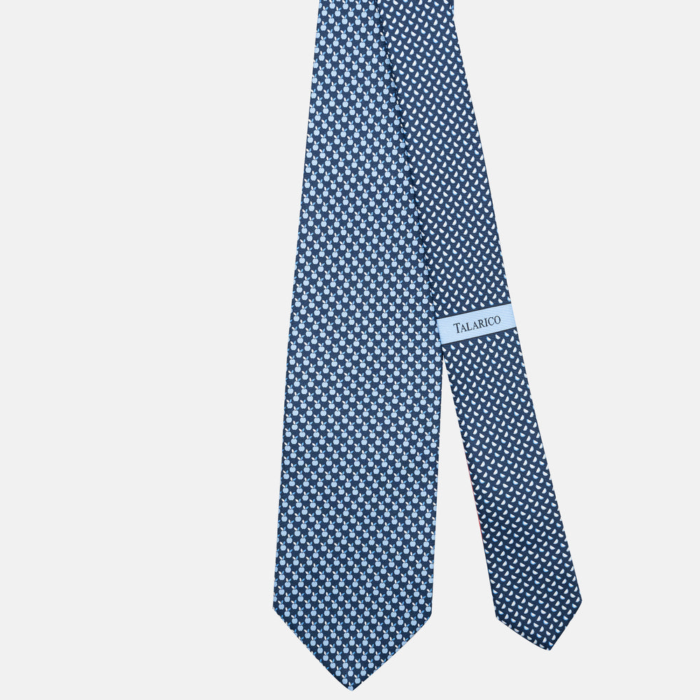 3-Fold Silk Tie, Apple Pattern, Blue - JC061898_7