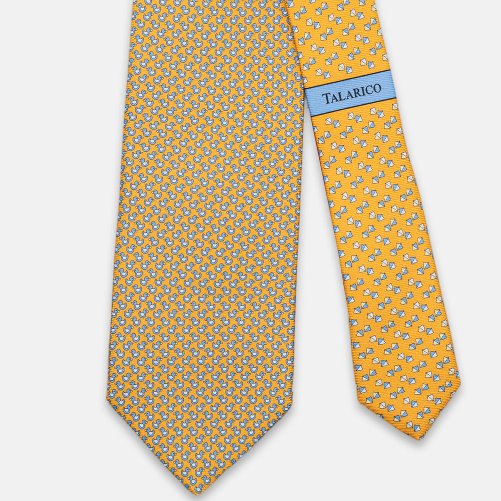 3-Fold Silk Tie, Duck Print, Yellow - JC062778_2