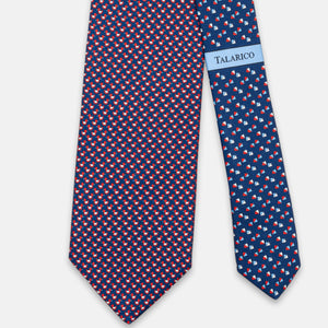 3-Fold Silk Tie, Duck Print, Blue and Red - JC062778_3