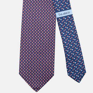 Cravatta 3 pieghe in Seta, Fantasia Paperelle, Blu Rosso - JC062778_3