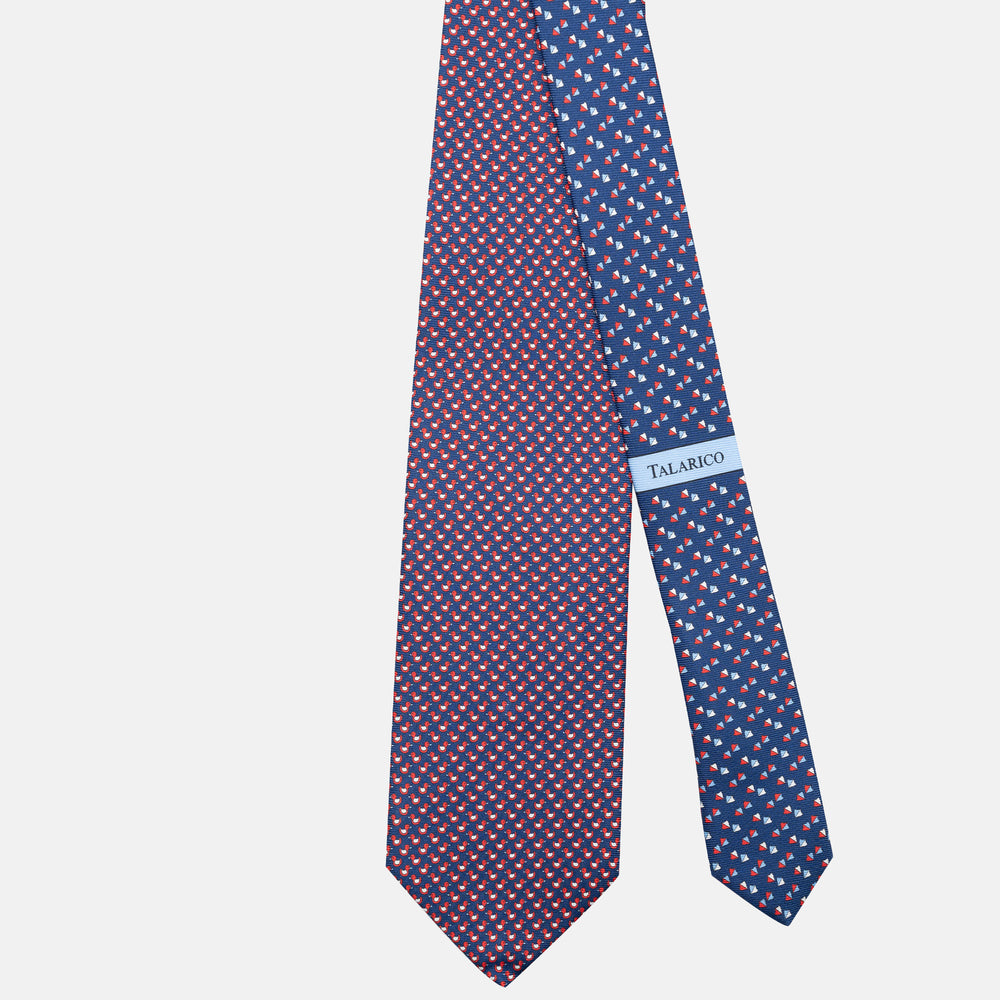 3-Fold Silk Tie, Duck Print, Blue and Red - JC062778_3