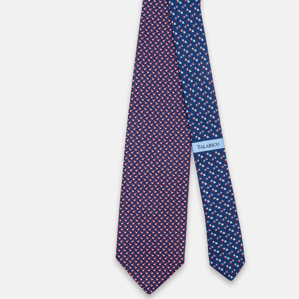 3-Fold Silk Tie, Duck Print, Blue and Red - JC062778_3