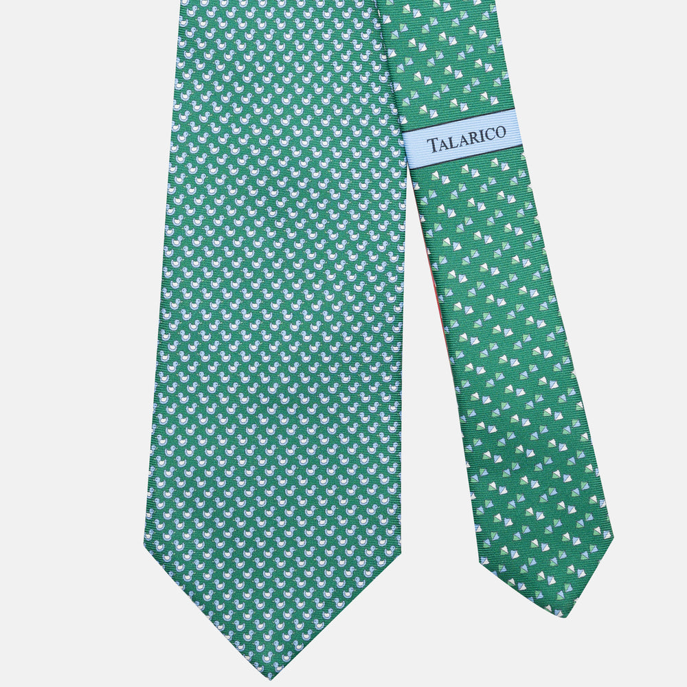 3-Fold Silk Tie, Duck Print, Green - JC062778_6