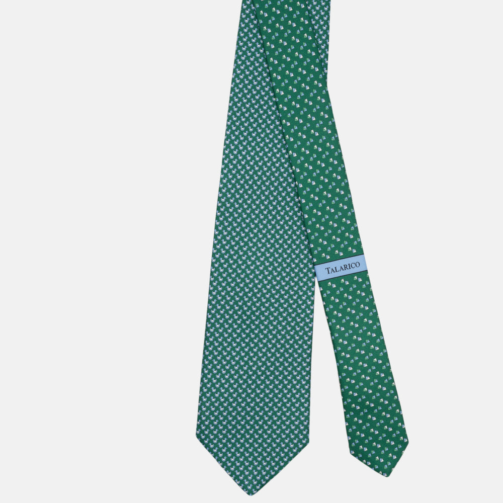 Cravatta 3 pieghe in Seta, Fantasia Paperelle, Verde - JC062778_6