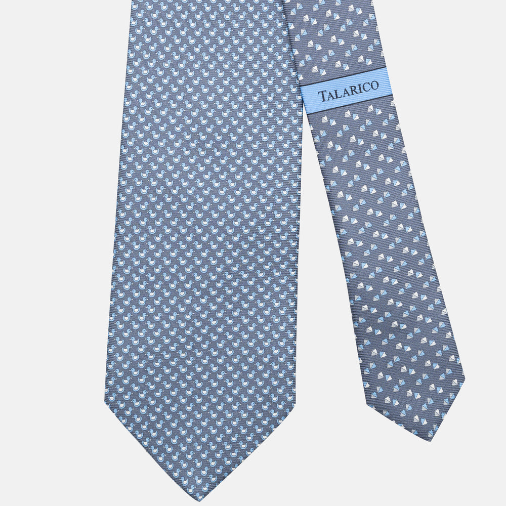 Cravatta 3 pieghe in Seta, Fantasia Paperelle, Grigio - JC062778_7