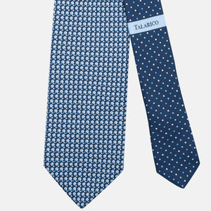 3-Fold Silk Tie, Racket Pattern, Blue - JC062784_1