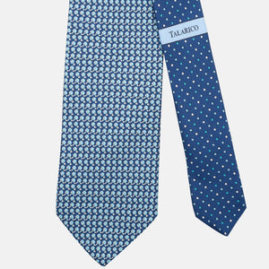 3-Fold Silk Tie, Racket Pattern, Light Blue - JC062784_2