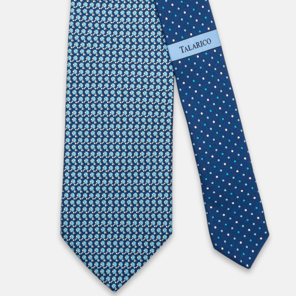 3-Fold Silk Tie, Racquet Pattern, Pool Blue - JC062784_2