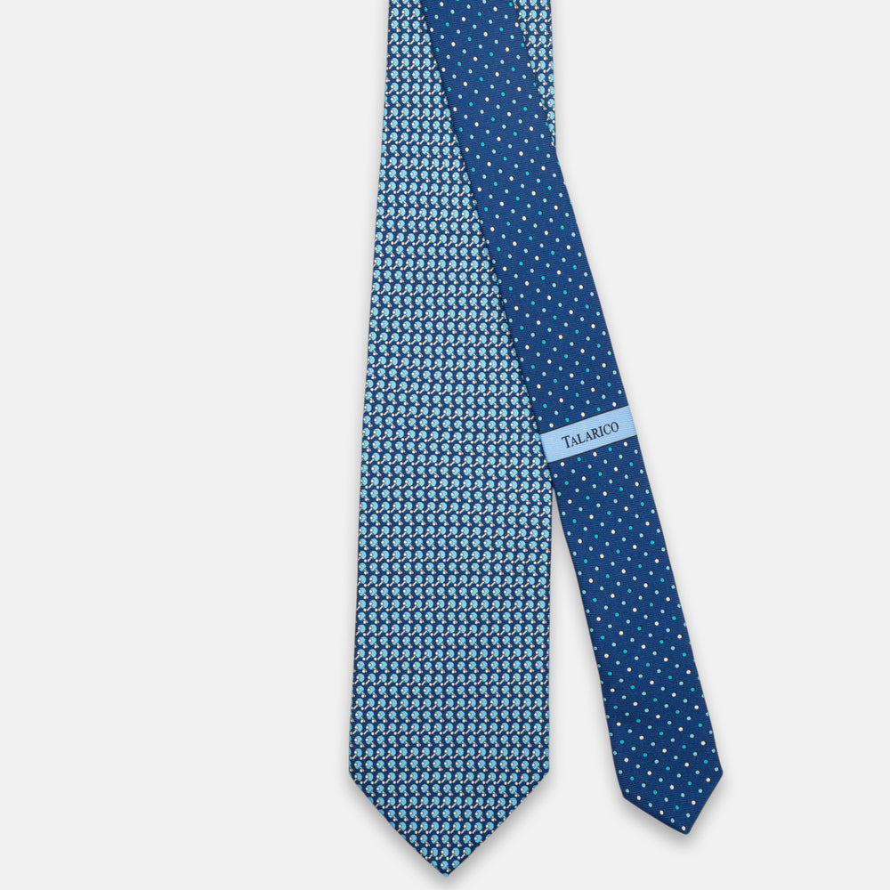 3-Fold Silk Tie, Racquet Pattern, Pool Blue - JC062784_2