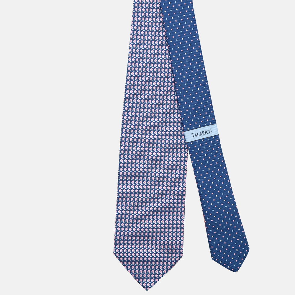 3-Fold Silk Tie, Racket Pattern, Blue Pink - JC062784_5