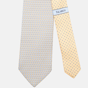3-Fold Silk Tie, Racket Pattern, Yellow - JC062784_7