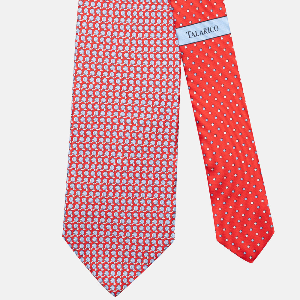 3-Fold Silk Tie, Racket Pattern, Red - JC062784_8