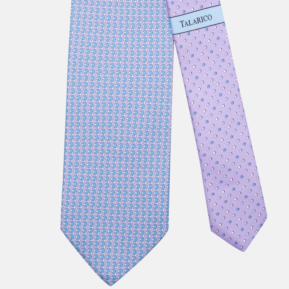 3-Fold Silk Tie, Racket Pattern, Lilac - JC062784_9