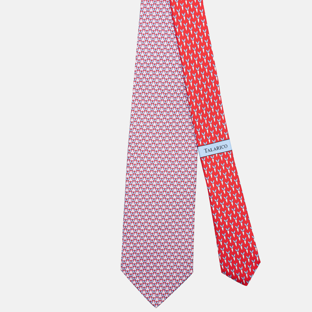 3-Fold Silk Tie, Rabbit Pattern, Red - JC062786_2