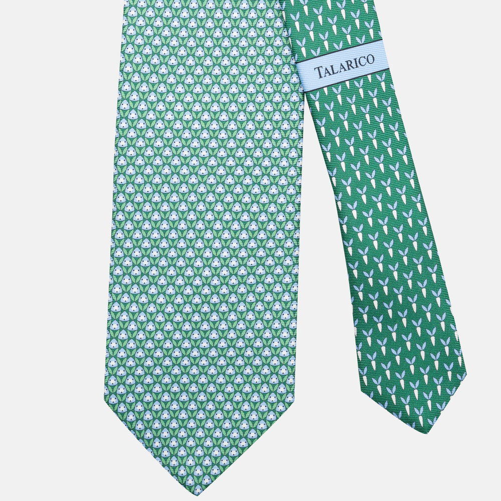 3-Fold Silk Tie, Rabbit Pattern, Green - JC062786_3