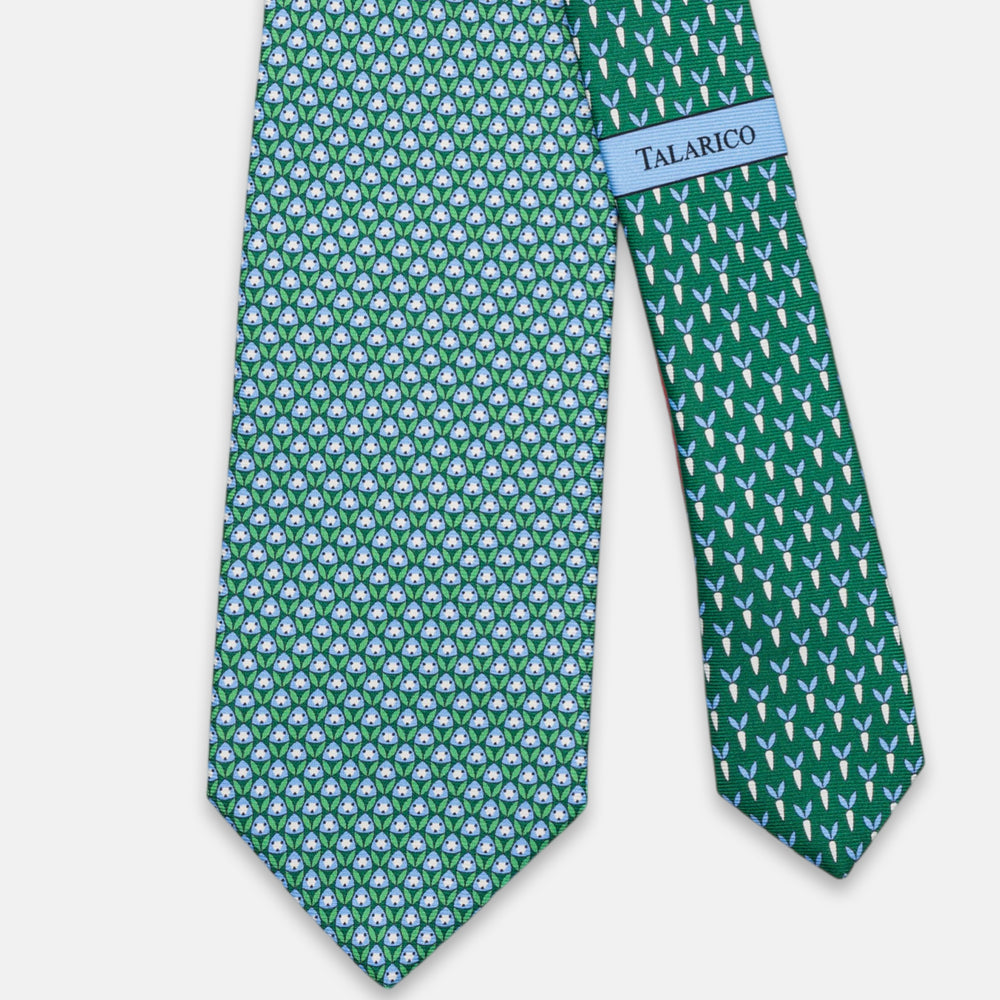 3-Fold Silk Tie, Rabbit Pattern, Green - JC062786_3