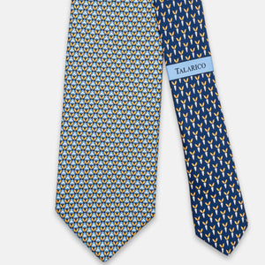 3-Fold Silk Tie, Rabbit Pattern, Blue and Yellow - JC062786_4