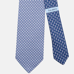 3-Fold Silk Tie, Rabbit Pattern, Blue and Lilac - JC062786_5