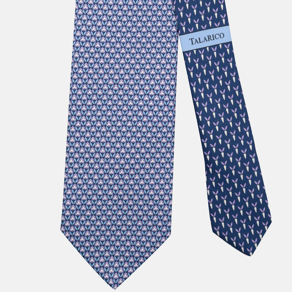 3-Fold Silk Tie, Rabbit Pattern, Blue and Lilac - JC062786_5