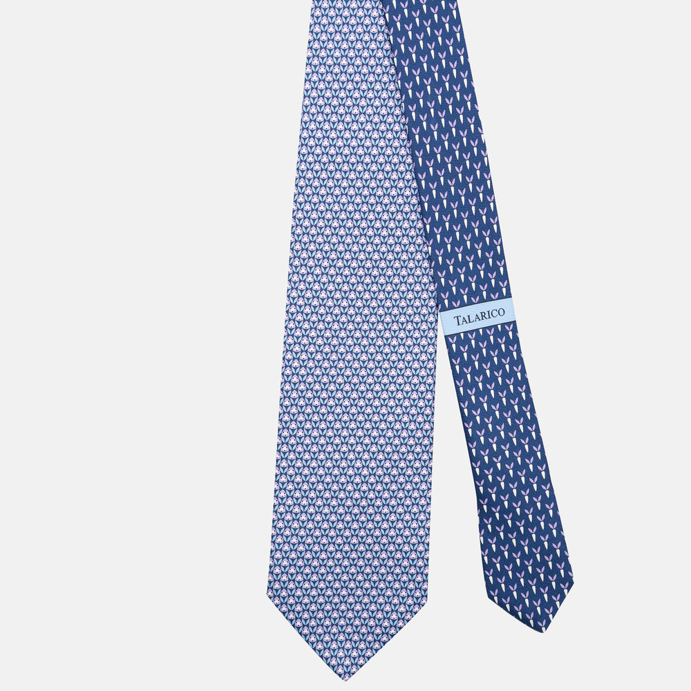 3-Fold Silk Tie, Rabbit Pattern, Blue and Lilac - JC062786_5