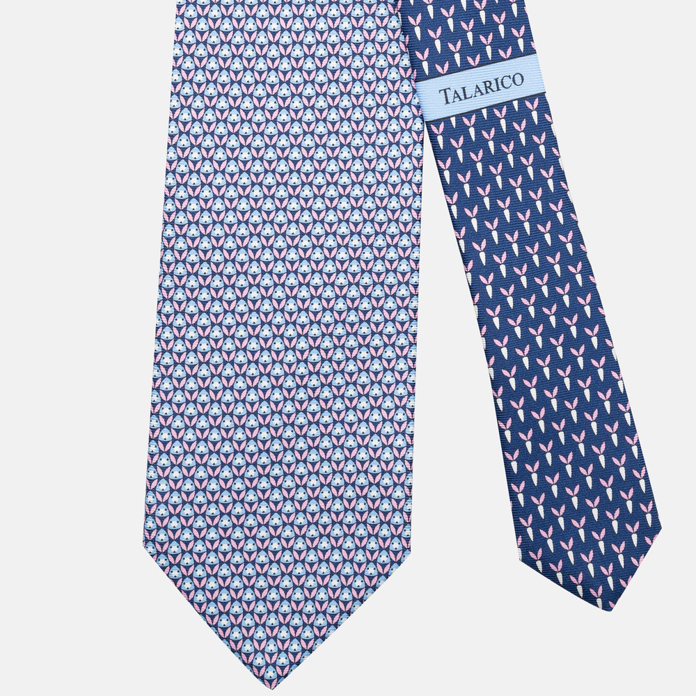 3-Fold Silk Tie, Rabbit Pattern, Blue Pink - JC062786_6