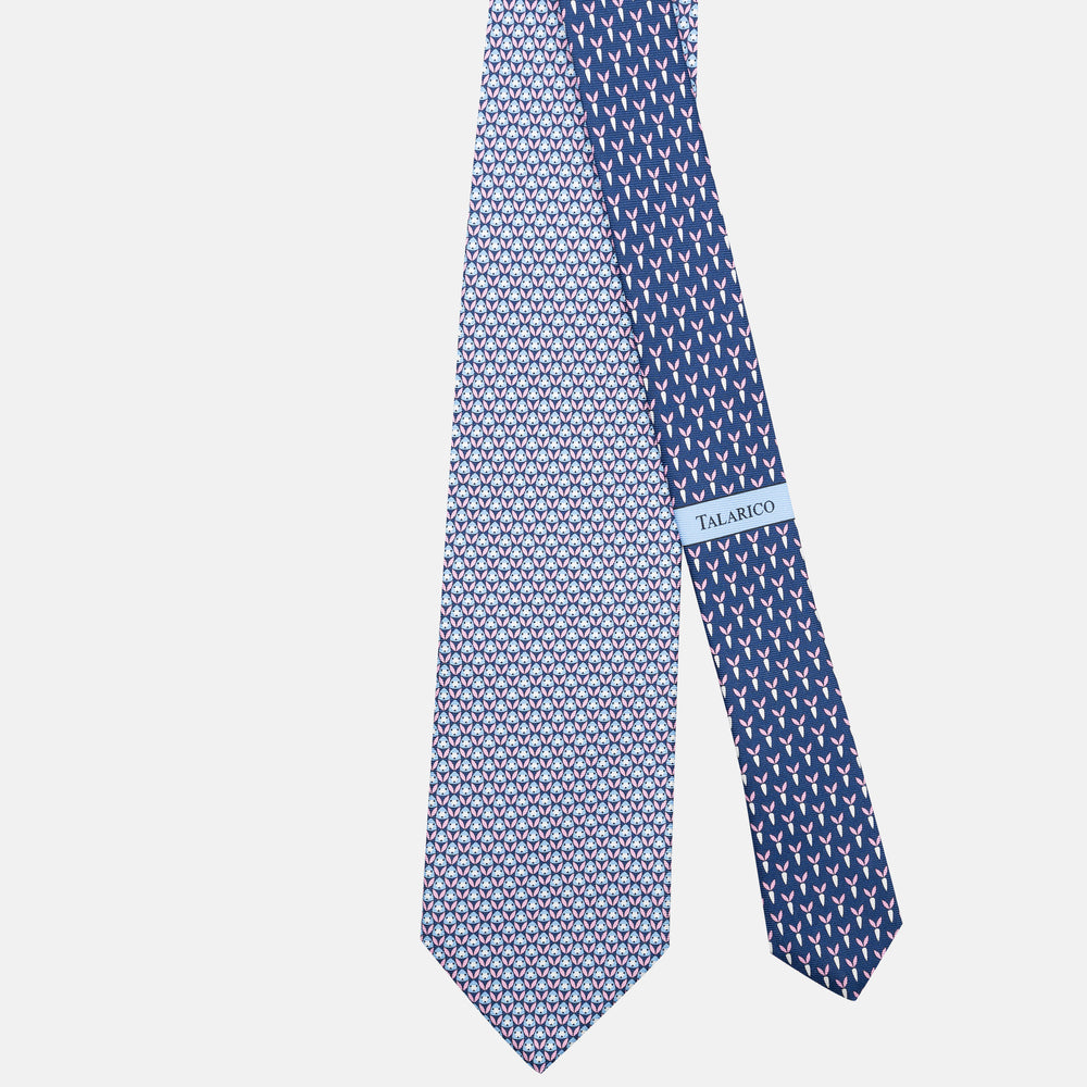 3-Fold Silk Tie, Rabbit Pattern, Blue Pink - JC062786_6