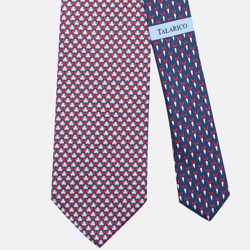 3-Fold Silk Tie, Rabbit Pattern, Blue and Red - JC062786_7