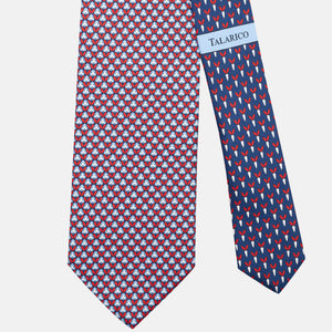 3-Fold Silk Tie, Rabbit Pattern, Blue and Red - JC062786_7